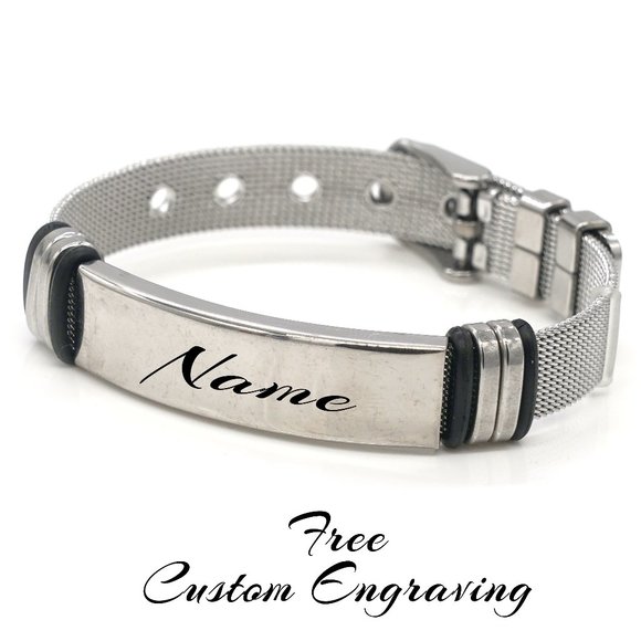 My Bead Emporium Other - Mens mesh bracelet with personalized name plate.